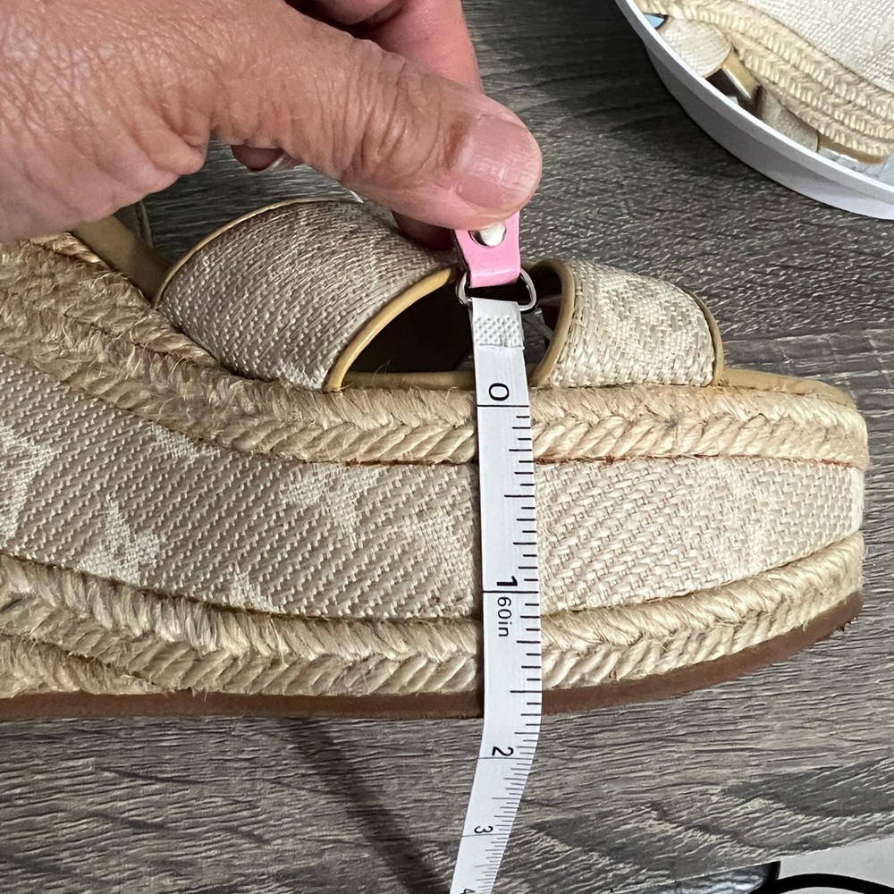 Louis Vuitton Beige Monogram Canvas Espadrille Wedge Sandals - Picture 9 of 16